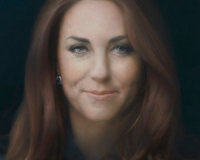 Middleton, de 31 años, aparece en el gran lienzo con una sonrisa débil, el pelo largo y teñido de color cobre y ojeras